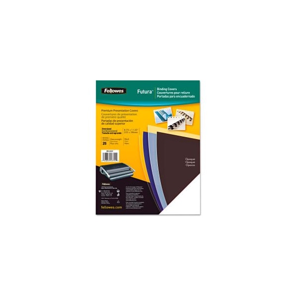 Fellowes FUTURA PRESENTATION BINDING SYSTEM COVERS, 11 X 8-1/2, OPAQUE BLACK, 25PK 5224901 - main